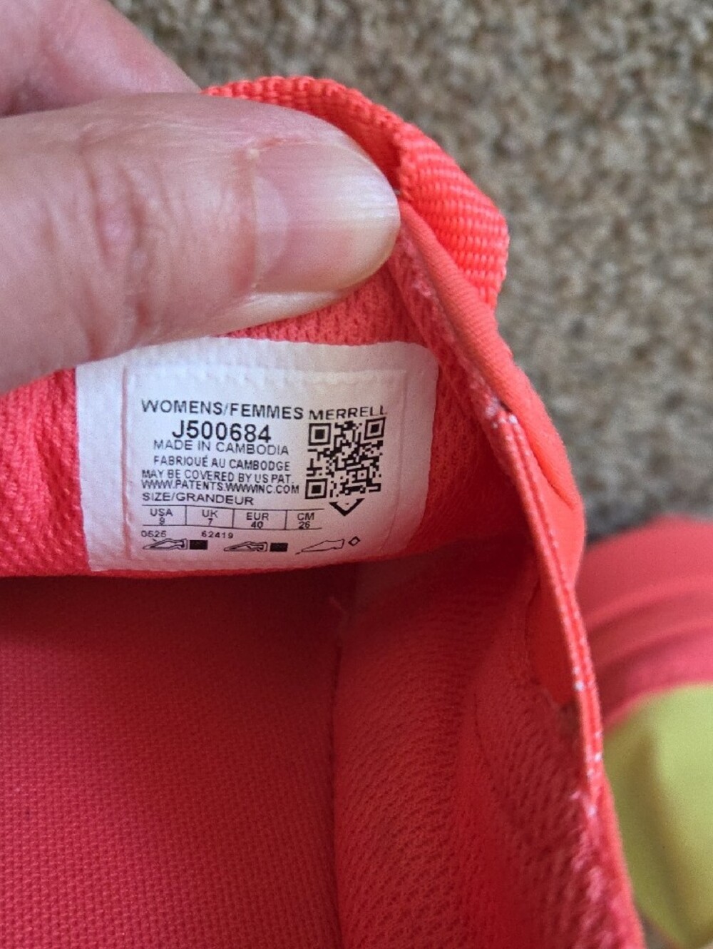 Merrell Womens Quilted Slip-On Sneakers in Coral Size 9 - Picture 5 of 5